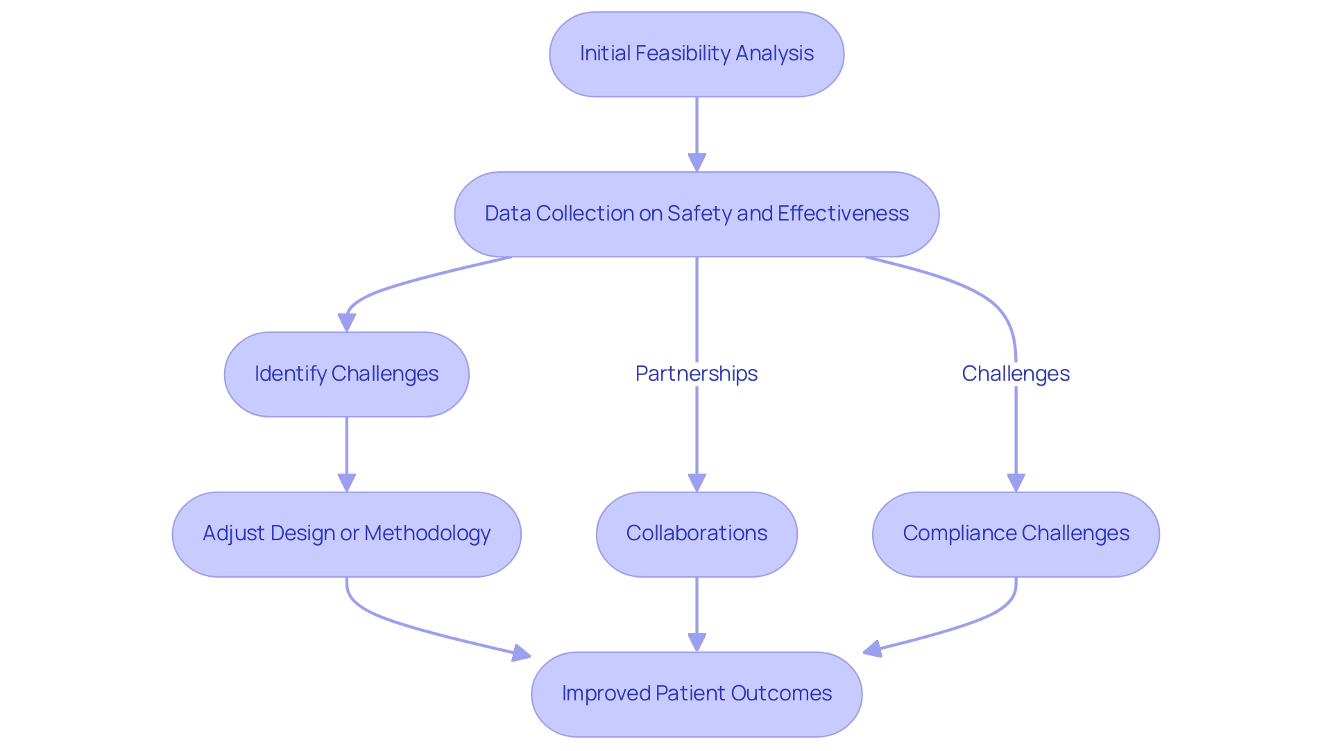 Each box represents a step in the feasibility study process, with arrows indicating the flow of information and actions taken to address challenges and improve outcomes.