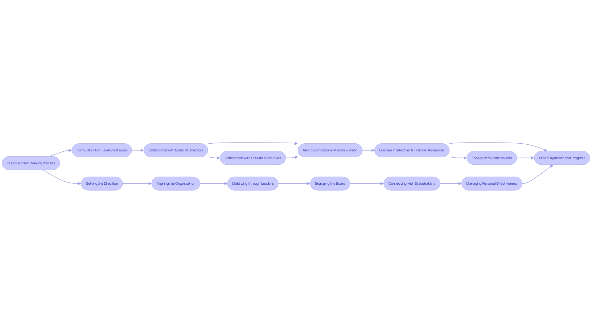 Flowchart illustrating the CEO's decision-making process and responsibilities Flowchart illustrating the CEO's decision-making process and responsibilities