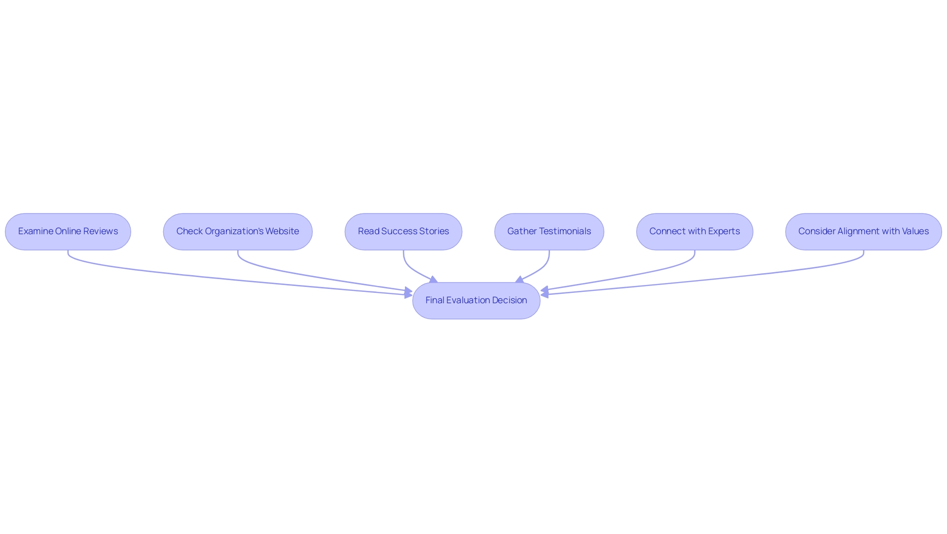 Each box represents a step in the evaluation process, and the arrows indicate the flow of research activities leading to the final decision.