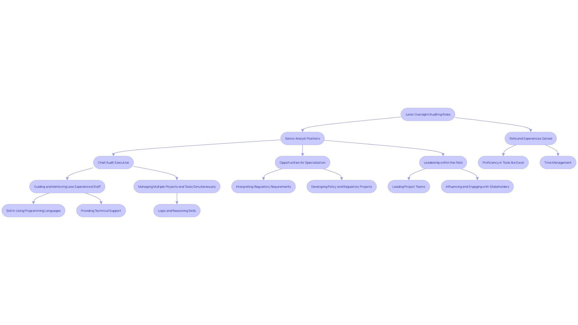 This flowchart illustrates the professional journey of regulatory specialists, highlighting the progression from junior roles to leadership positions and the skills required at each stage. This flowchart illustrates the professional journey of regulatory specialists, highlighting the progression from junior roles to leadership positions and the skills required at each stage.