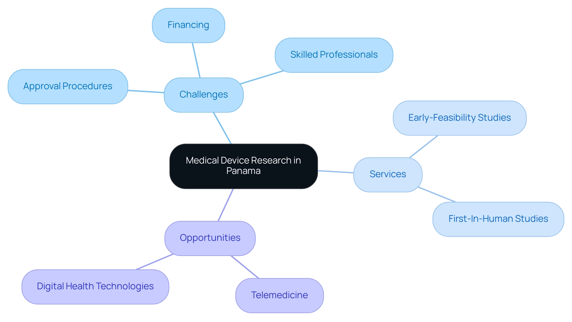 Central node represents the main theme; branches indicate challenges, services, and opportunities, with colors distinguishing each category. Central node represents the main theme; branches indicate challenges, services, and opportunities, with colors distinguishing each category.